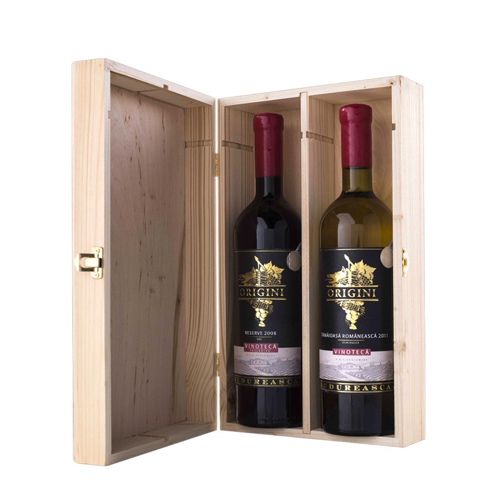 Cutie lemn ptr. 2 sticle de vin